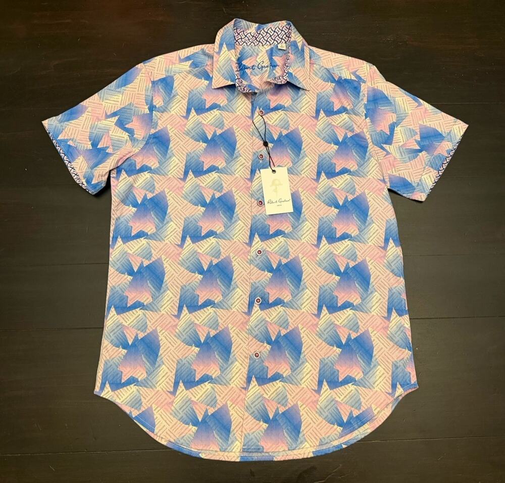 NWT Robert Graham MCCABE Classic Fit Stretch Size [S] Button-Up S/S Shirt $188